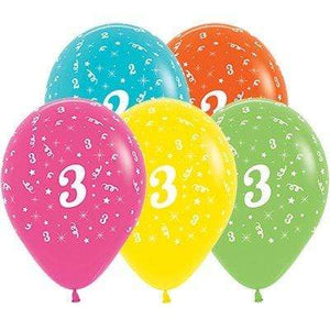 Amscan_OO Balloon - Printed Latex Age 3 Tropical Assorted Latex Balloons 30cm 25pk