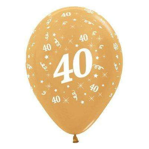 Amscan_OO Balloon - Printed Latex Age 40 Metallic Gold Latex Balloon 30cm 25pk