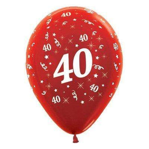 Amscan_OO Balloon - Printed Latex Age 40 Metallic Red Latex Balloon 30cm 25pk