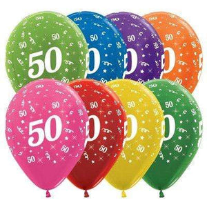 Amscan_OO Balloon - Printed Latex Age 50 Metallic Assorted Latex Balloon 30cm 25pk