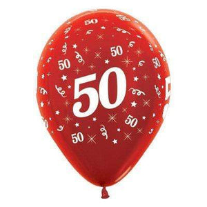 Amscan_OO Balloon - Printed Latex Age 50 Metallic Red Latex Balloon 30cm 25pk