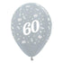 Age 60 Satin Pearl Silver Latex Balloon 30cm 6pk