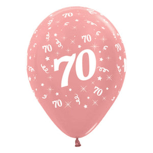 Amscan_OO Balloon - Printed Latex Age 70 Metallic Rose Gold Latex Balloon 30cm 6pk