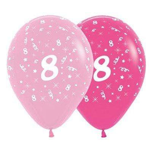 Amscan_OO Balloon - Printed Latex Age 8 Fashion Pink Assorted Latex Balloons 30cm 6pk