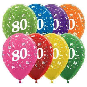 Amscan_OO Balloon - Printed Latex Age 80 Metallic Assorted Latex Balloon 30cm 25pk