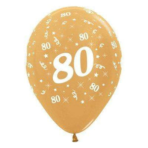 Amscan_OO Balloon - Printed Latex Age 80 Metallic Gold Latex Balloon 30cm 6pk