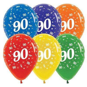 Amscan_OO Balloon - Printed Latex Age 90 Crystal Assorted Latex Balloon 30cm 25pk