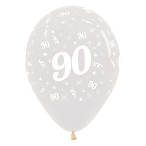 Amscan_OO Balloon - Printed Latex Age 90 Crystal Clear Latex Balloon 30cm 25pk