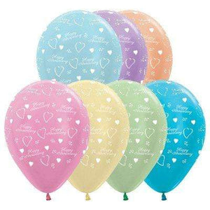 Amscan_OO Balloon - Printed Latex Anniversary Satin Pearl Assorted Latex Balloons 30cm 25pk
