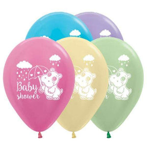 Amscan_OO Balloon - Printed Latex Baby Shower Hippo Satin Pearl Assorted Latex Balloons 30cm 25pk