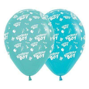 Amscan_OO Balloon - Printed Latex Birthday Boy Fashion Aquamarine & Caribbean Blue Latex Balloon 30cm 25pk