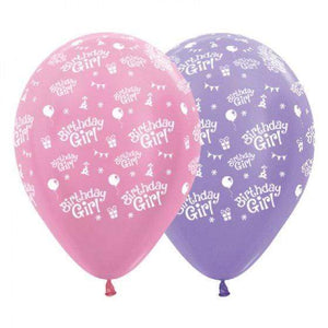 Amscan_OO Balloon - Printed Latex Birthday Girl Satin Pearl Pink & Lilac Latex Balloon 30cm 6pk