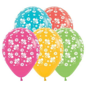 Amscan_OO Balloon - Printed Latex Bumble Bee's & Flowers Tropical Assorted Latex Balloons 30cm 25pk