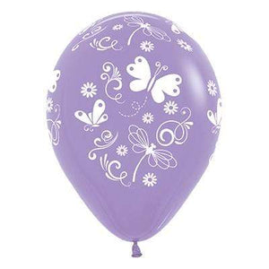 Amscan_OO Balloon - Printed Latex Butterflies & Dragonflies Fashion Lilac Latex Balloons 30cm 6pk