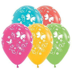 Amscan_OO Balloon - Printed Latex Butterflies & Dragonflies Tropical Assorted Latex Balloons 30cm 25pk