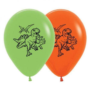 Amscan_OO Balloon - Printed Latex Dino Blast Fashion Lime Green & Orange Latex Balloons 30cm 25pk