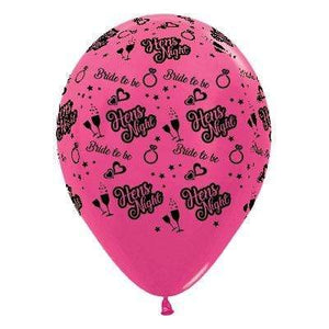 Amscan_OO Balloon - Printed Latex Hens Night Bride to Be Metallic Fuchsia Latex Balloons 25PK