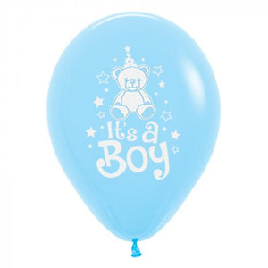 Amscan_OO Balloon - Printed Latex It's A Boy Teddy Fashion Light Blue Latex Balloons 30cm 25pk