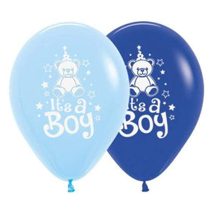 Amscan_OO Balloon - Printed Latex It's A Boy Teddy Fashion Royal Blue & Light Blue Latex Balloons 30cm 6pk