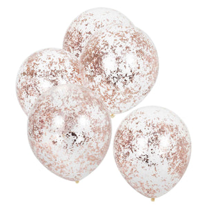 Balloon - Printed Latex Mix It Up Rose Gold Foil Confetti Filled 30cm Balloons 5pk