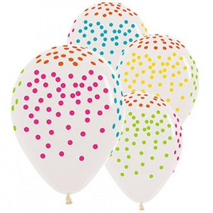 Amscan_OO Balloon - Printed Latex Multi Coloured Confetti Crystal Clear Latex Balloons 30cm 12pk