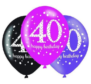 Amscan_OO Balloon - Printed Latex Pink Celebration 40th Latex Balloon 30cm 6pk