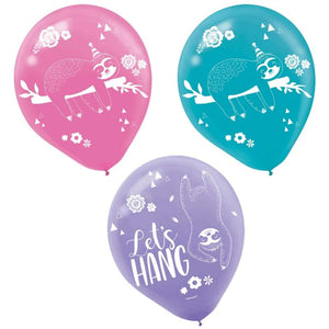 Amscan_OO Balloon - Printed Latex Sloth Latex Balloons 30cm 6pk