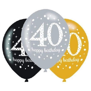 Amscan_OO Balloon - Printed Latex Sparkling Celebration 40th Latex Balloon 30cm 6pk