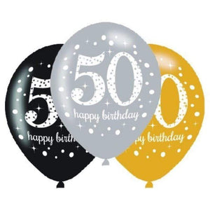 Amscan_OO Balloon - Printed Latex Sparkling Celebration 50th Latex Balloon 30cm 6pk