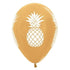 Tropical Pineapple Metallic Gold Latex Balloons 30cm 6pk