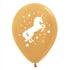 Unicorn Sparkles & Stars Metallic Gold Latex Balloons 30cm 25pk