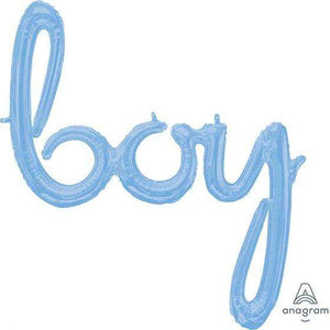 Amscan_OO Balloon - Supershapes, Numbers & Letters Baby Shower Boy Script Phrase Supershape Foil Balloon 73cm x 81cm Each