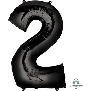 Balloon - Supershapes, Numbers & Letters Black / 2 Numeral SuperShape Foil Balloon 86cm Each