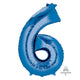 Balloon - Supershapes, Numbers & Letters Blue / 6 Numeral SuperShape Foil Balloon 86cm Each