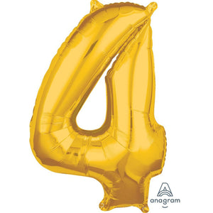 Amscan_OO Balloon - Supershapes, Numbers & Letters Gold Numeral 4 Mid-Size Shape Foil Balloon Balloon 66cm Each