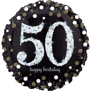 Amscan_OO Balloon - Supershapes, Numbers & Letters Holographic Sparkling Birthday 50 Supershape Foil Balloon 71cm Each