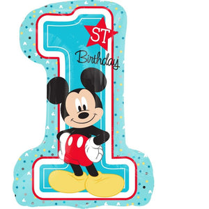 Amscan_OO Balloon - Supershapes, Numbers & Letters Mickey Mouse 1st Birthday SuperShape Foil Balloon