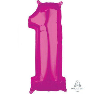 Amscan_OO Balloon - Supershapes, Numbers & Letters Pink Number 1 Supershape Foil Balloon 66cm Each