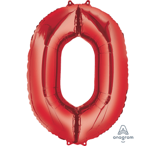 Balloon - Supershapes, Numbers & Letters Red / 0 Numeral SuperShape Foil Balloon 86cm Each