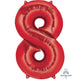 Balloon - Supershapes, Numbers & Letters Red / 8 Numeral SuperShape Foil Balloon 86cm Each