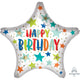 Amscan_OO Balloon - Supershapes, Numbers & Letters Stars And Dots Happy Birthday Foil Balloon 71cm Each