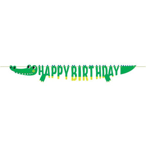 Amscan_OO Decorations - Banners, Flags & Streamers Alligator Party Shaped Ribbon Banner Happy Birthday 18cm x 1.8m Each