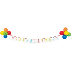 Decorations - Banners, Flags & Streamers Balloon Bash Birthday Ribbon Banner 15cm x 2.59m With 20cm Balloons