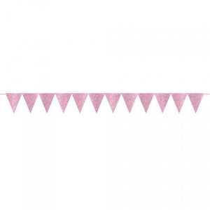 Amscan_OO Decorations - Banners, Flags & Streamers Glittered Light Pink Large Paper Pennant Banner