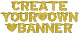 Amscan_OO Decorations - Banners, Flags & Streamers Gold Glitter Customisable Letter Banner Each