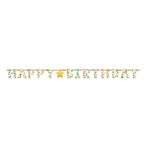 Amscan_OO Decorations - Banners, Flags & Streamers Happy Dots Happy Birthday Foil Letter Banner 2pk