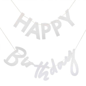 Decorations - Banners, Flags & Streamers Mix It Up Clear & White print Acrylic Happy Birthday Bunting 3pk