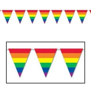 Amscan_OO Decorations - Banners, Flags & Streamers Rainbow Striped Pennant Flag Banner Each