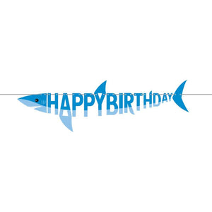 Amscan_OO Decorations - Banners, Flags & Streamers Shark Party Shaped Happy Birthday Ribbon Banner 33cm x 1.39m Each