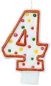 Amscan_OO Decorations - Cake Decorations - Candles #4 Polka Dots Flat Candle Each